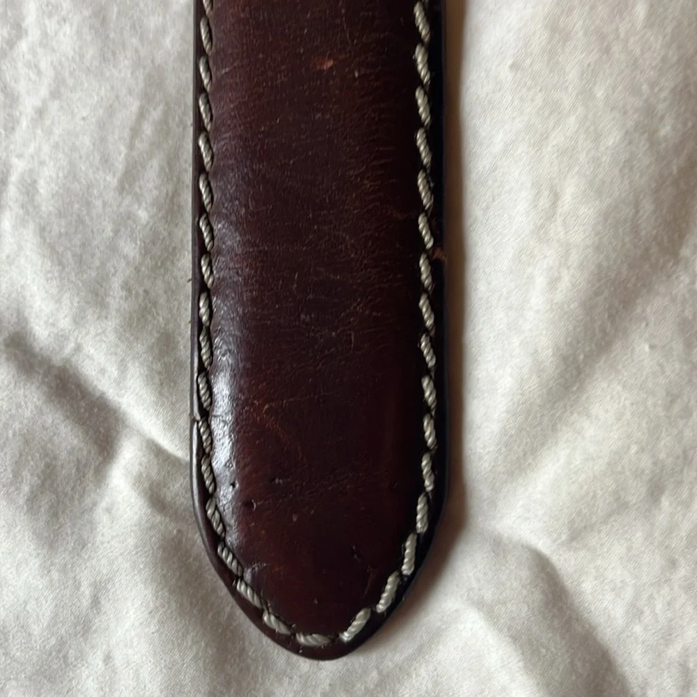 Vintage Ralph Lauren Leather Belt Men's Brown Gold tone Buckle Length: 49
